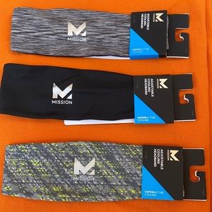 Mission Adjustable Cooling Headbands. Set of 3.